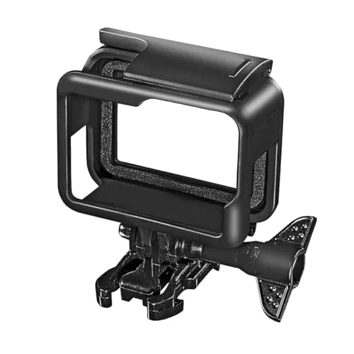 Mantona 21451 Comfort Frame für GoPro Hero, Befestigungsrahmen, Actioncam, Inkl. Schnellspann Halter, Linsenschutz Kappe und Schutzscheibe, Black, Silver, White