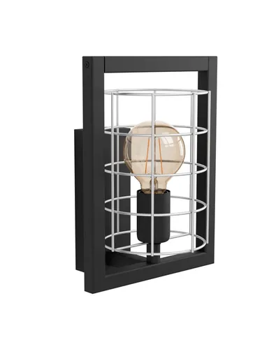 Eglo Wandleuchte Jubily, Schwarz, Rechteckig 22x29 cm - Moderne Badezimmerlampe aus schwarzem Metall, rechteckiges Design, ideal für stilvolle Innenbeleuchtung.