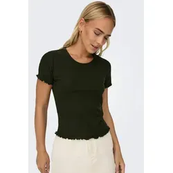 ONLY Rundhalsshirt ONLEMMA S/S SHORT TOP NOOS JRS Rundhals, modisch, regular fit, gewellter Abschluss, unifarben grün XL (42)