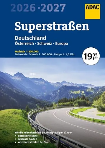 ADAC Superstraßen Autoatlas 2026/2027 - Praktischer Straßenatlas für Deutschland, Österreich und die Schweiz mit Spiralbindung - ideal für entspannte Fahrten und perfekte Routenplanung.