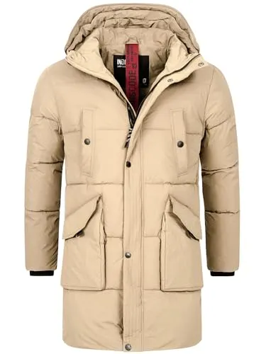 Indicode Herren Dexter Winterjacke mit Kapuze | Herrenjacke Jacke Steppjacke Männer Cornstalk, L