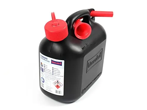 X-Parts Benzinkanister 5 L Kraftstoff Kanister UN-Zulassung Kinder-Sicherheitsverschluss Inkl. Ausgießer Diesel Benzin ÖL E10 + E85 geeignet Kettensägen Rasenmäher Auto