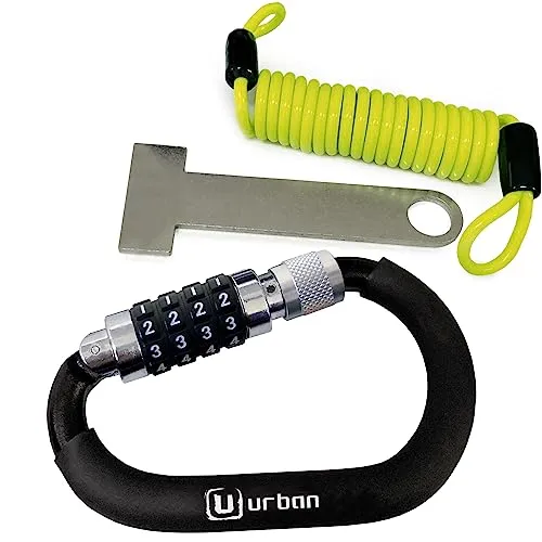 urban UR140 Helmschloss Motorrad - Motorradschlösser mit Sicherheitscode, flexibler Stahlkabel und Helmadapter für sicheren Transport von Helmen und Bikerbekleidung, wetterresistent und kompakt.