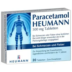 Paracetamol Heumann 500 mg Tabletten bei Schmerzen und Fieber - Praktische 20er-Packung mit schmerzlindernden Tabletten für die symptomatische Behandlung von leichten bis mäßig starken Schmerzen. Ideal für den täglichen Einsatz.