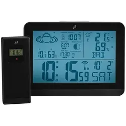 AURIOL Design Funk-Wetterstation Wetterprognose Funkwetterstation Außensensor Schwarz NEU - Schwarz