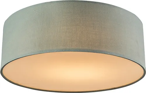 QAZQA Modern Deckenleuchte Drum LED 30 cm - Grüne Textil-Lampe für Wohnzimmer und Schlafzimmer - Stilvolle Deckenleuchte mit grünem Baumwollschirm, warmem Licht und langer Lebensdauer von 30.000 Stunden. Ideal für eine gemütliche Atmosphäre in jedem Raum.