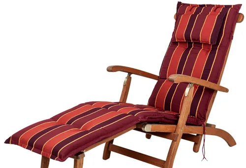 Sun Garden 20208-3 Auflage Deckchair Naxos - Polster für Stühle & Sessel, komfortables Sitzpolster in Bordeaux-rot gestreift für entspannte Stunden im Garten oder auf der Terrasse.