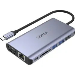 Unitek D1019B USB-C Hub 8W1, PD 100W