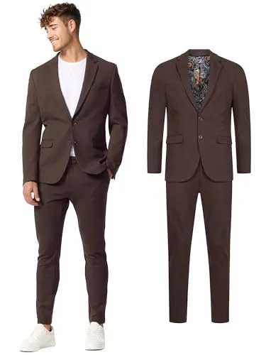 JEFF Herren JFEzra Set Anzug 2-teilig Sakko Hose Bundle | elastischer Herrenanzug Regular Fit für Männer Black Coffee, 54