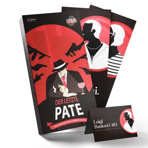 CRIMECASES Krimidinner für 4-6 Spieler: Der letzte Pate - Gesellschaftsspiel für 4-6 Spieler, interaktives Mafia-Krimi-Dinner mit spannenden Rollen und überraschenden Wendungen – ideal für unvergessliche Abende mit Freunden!