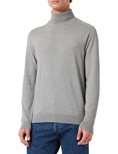 SELECTED HOMME Rollkragenpullover in Grau, Größe L für Herren - Herren Plussize Rollkragenpullover aus 100% Baumwolle, meliertes Design, ideal für stilvolle Looks und höchsten Tragekomfort.