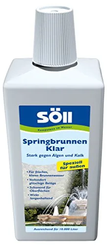 Söll 80694 SpringbrunnenKlar, 1 l (für 10.000 l) - Springbrunnenreiniger speziell für außen/gegen Algen und Kalk/für Brunnen Dekobrunnen Zierbrunnen
