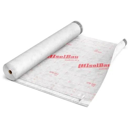 Isolbau Unterspannbahn Dach SPB 100 SKS, 75 m² Rolle (1,5 x 50 m) - Selbstklebende Dachfolie 100 g/m² & 2 Klebestreifen - Dampfdurchlässige Unterdeckbahn, wasserdicht und witterungsbeständig