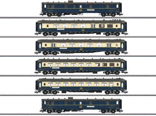 Märklin 42470 H0 Pullmanwagen-Set Edelweiß - 6 verschiedene CIWL Pullman-Wagen, mit LED-Innenbeleuchtung und detaillierter Inneneinrichtung