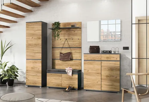 moebel-dich-auf Garderoben-Set Lausanne - Drohnen-Garderoben-Set mit grifflosen Designs, ideal für modernen Stauraum und Ordnung im Flur, Made in Germany.