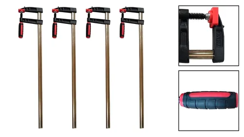 4x Leimzwinge Schraubzwinge Klemmzwingen 250x50mm mit Rutschsicherung - Praktisches Set von 4 Schraubzwingen mit ergonomischem Holzgriff und stabiler Stahlschiene. Ideal für präzise Holzverbindungen und zuverlässige Spannkraft.