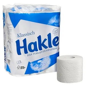 Hakle Toilettenpapier Klassisch weiß, 3-lagig, 150 Blatt, 24 Rollen - Flauschiges und griffiges, 3-lagiges Toilettenpapier für ein angenehmes Gefühl von Frische. Jede Rolle bietet 150 Blatt in hochwertiger Tissue-Qualität. Ideal für den täglichen Gebrauch.