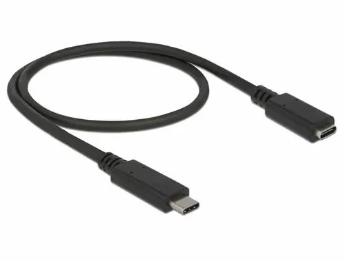 Delock USB-C Kabel USB-C Stecker, USB-C Buchse 0.50m Schwarz 85532