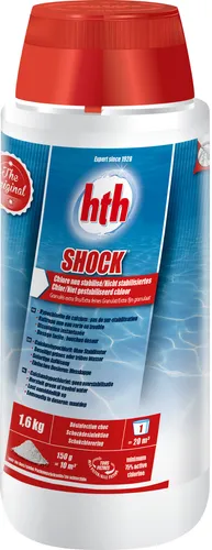 hth Shock 1,6kg - Effektive Schockchlorung für Pools - Chlor für klare Pools: Extra feines Granulat mit schneller Auflösung, vermeidet Überstabilisierung und sorgt für sauberes Wasser. Ideal für eine einfache Dosierung!