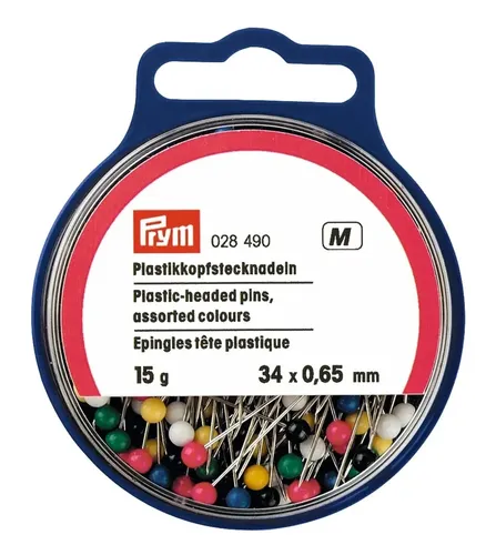 PRYM Plastikkopfstecknadeln 34 x 0,65mm 15g Dose 028490