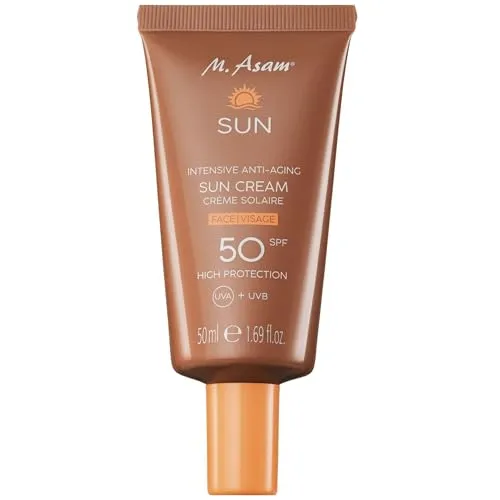 M. Asam SUN Intensive Anti-Aging Sonnencreme Gesicht LSF 50 (50 ml) – Gesichtscreme mit sofortigem Schutz vor UVA- & UVB-Strahlung, beugt sonnenbedingten Hautschäden vor, mit Aloe Vera & Kokoswasser