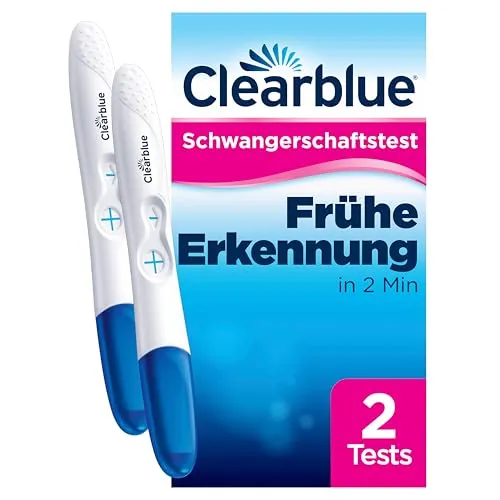 Clearblue Schwangerschaftstest Frühe Erkennung - 2x über 99% zuverlässig - Schwangerschaftstests mit Früherkennung, Ergebnisse 5 Tage vor Ausbleiben der Periode, einfach abzulesen und von Gynäkologen empfohlen.