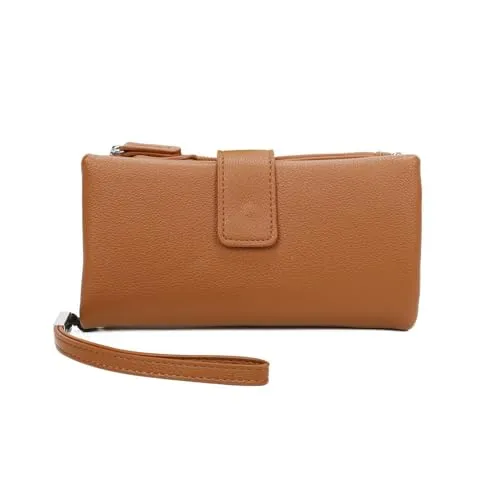 Damen GELDBÖRSE Brieftasche Wallet Geldtasche Portemonnaie Kreditkartenetu Portafoglio Kartenetui Geldbeutel Cognac 19x10x4