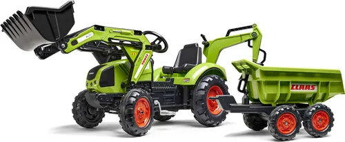 FALK Bagger mit Pedalen Claas und Maxi-Kippanhänger – Spielzeug für kleine Bauarbeiter ab 3 Jahren