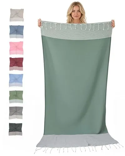 furora HOLIDAY Saunatuch Strandtuch Hamamtuch 100x200 cm - Saunahandtuch aus 100% Bio-Baumwolle, extra groß und dünn, ideal für Sauna und Strand. Pflegeleicht bei 40°C Maschinenwäsche.