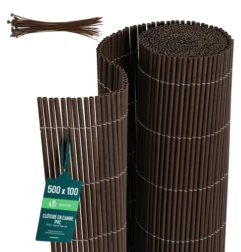 VOUNOT® PVC Sichtschutzmatte Schilfmatte 100x500cm Weidenfarbe