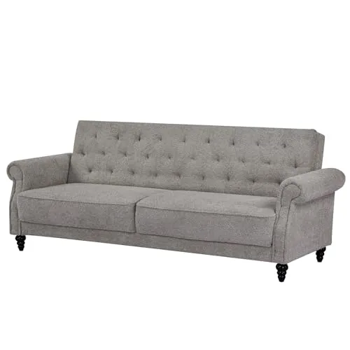 riess-ambiente 3-Sitzer MAISON BELLE AFFAIRE - Einzelsofa im Chesterfield Design, greige Bouclé-Bezug und 3-stufig verstellbare Rückenlehne für optimalen Sitz- und Liegekomfort. Ideal als komfortables Gästebett.