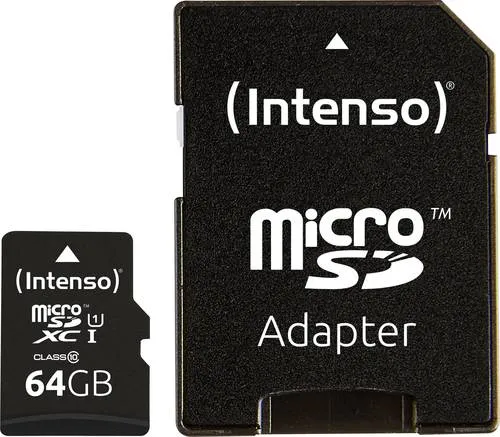 Intenso Professional microSDXC 64GB Class 10 UHS-I, U3, V30 - Extrem schnelle Speicherkarte mit bis zu 100 MB/s, ideal für Action-Cams und Mobilgeräte, inkl. SD-Adapter