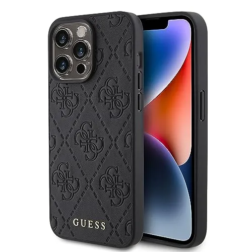 Guess Guhcp15xp4epmk iPhone 15 Pro Max 6.7 Leather 4G Stamped Handyhülle - Schwarz - Handyhülle für iPhone 15 Pro Max, entworfen von Guess, aus hochwertigem TPU und ökologischer Leder, bietet perfekten Schutz und einen luxuriösen Look mit klassischem 4G-Motiv.