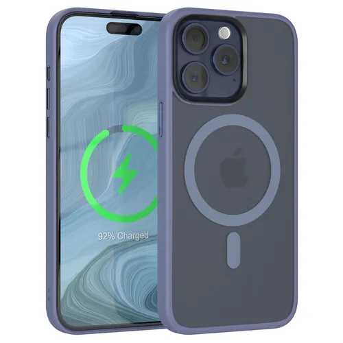 Für iPhone 15 Pro Max Outdoor Hülle mit MagSafe Handyhülle Matt Rand Case Blau