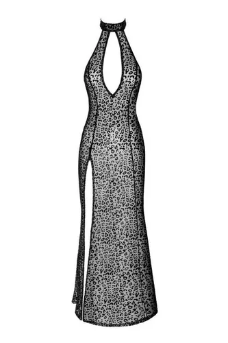Noir Handmade Damen Kleid-27185101021 - Elegantes schwarzes Tüllkleid mit sexy Schlitz und tiefem Rückenausschnitt, perfekt für besondere Anlässe. Inklusive Hochglanzverpackung und pflegeleichtem, schnell trocknendem Material.