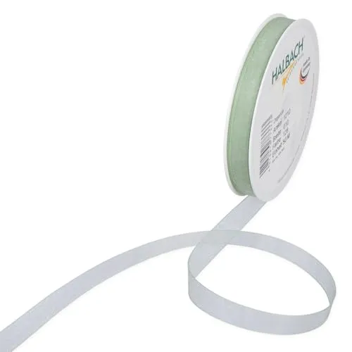 HALBACH Organzaband Pastell 10mm Schleifenband 1cm Webkante 10m Ganzjährig aus 60% Polyamid und 40% Polyester Mint