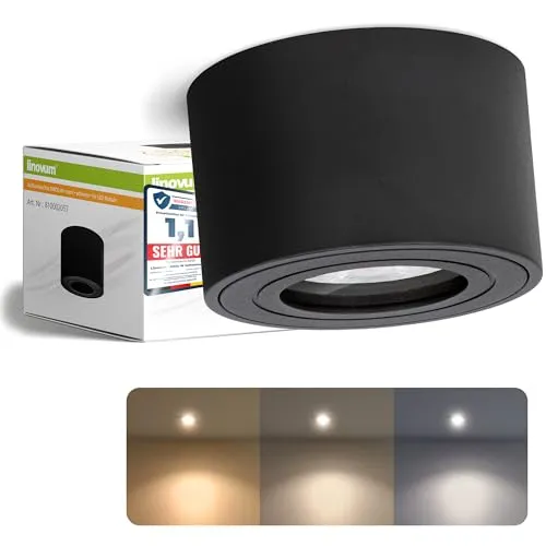 linovum SMOL-W Aufbauspot IP44 schwarz flach - inkl. LED Modul 4W lumiFLEX drei Lichtfarben 3CCT - Aufbaustrahler Spot für Feuchträume