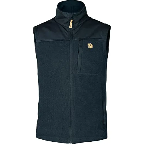 Fjällräven Buck Fleece Vest M - Dunkelblau - Herren Isolationswesten für Skitouren und Freeski, wärmende Fleeceweste mit G-1000 Verstärkung für Rucksackträger, ideal für winterliche Outdoor-Aktivitäten.