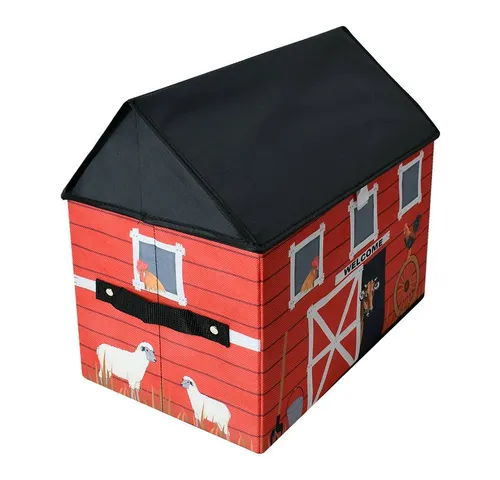 TE-Trend Spielzeugtruhe Hof Scheune Aufbewahrungsbox Spielhaus mit Deckel (1 St), faltbare Spielzeugkiste