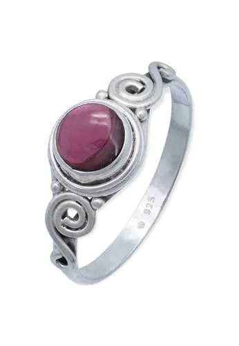 mantraroma Ring Silber 925 Damen Granat Edelstein rot ausgefallen verspielt