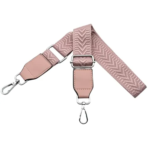 Taschengurte zum Wechseln Schultergurt für Taschen Breit 3.8 cm mit Silber Karabiner Handtaschengurte Leder Schulterriemen für Handtaschen Damen, Umhängetasche, Rosa, U2-04