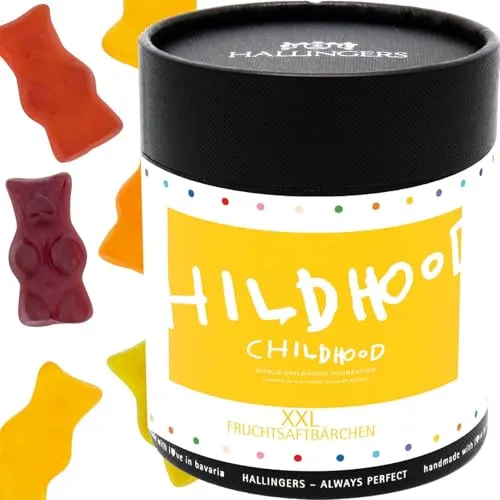 Hallingers Große Gummibärchen handgemacht, Fruchtsaftbären Geschenk für Kinder und Erwachsene - Made in Germany