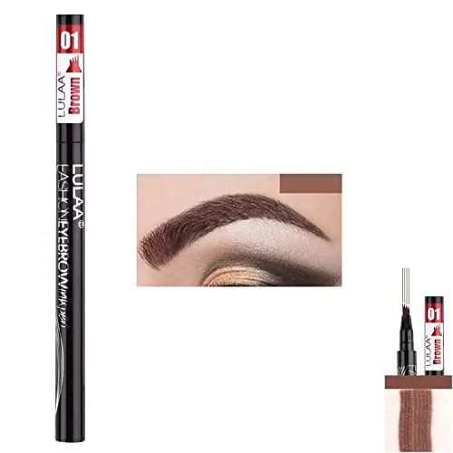 Augenbrauenstift Tattoo | Wasserfest Long Lasting | 4 Farben | Vier-Spitzen | Eyebrow Tattoo Pen | Natürlich aussehende Augenbrauen | LULAA | P-Beauty (#1 Braun)