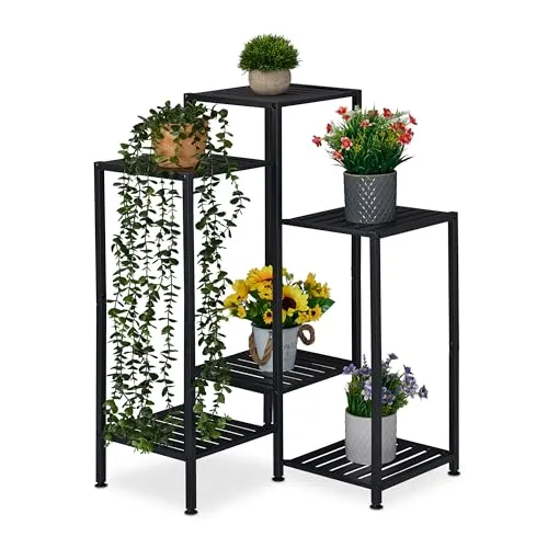Blumentreppe Metall Pflanzentreppe in schwarz von Relaxdays