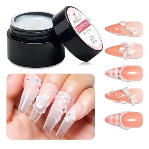 AIMEILI 3D Skulptur Nail Gel Non-Stick Solid Nail Gel Für 3D Gel Nail Art Weiß DIY Nageldesign Carving Gel