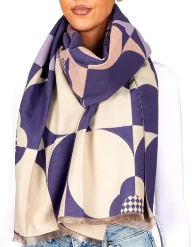 BRUBAKER Cashmirillo Damen Schal mit Modernem Muster in lila von BRUBAKER