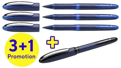 Schneider Schreibgeräte Tintenroller One Business 06 0.6mm Schwarz, Blau 183084 4St.
