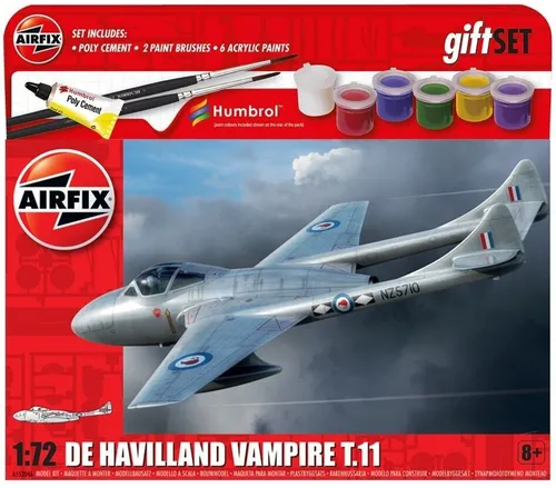Airfix A55204A de Havilland Vampire T.11 Bausatz 1:72 mit Pinsel Farben Kleber