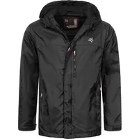 Leichte funktionale Herren Regenjacke Schwarz Größe M - Übergangsjacke aus 100% Nylon, wasserdicht und extrem leicht, ideal für Outdoor-Aktivitäten mit hohem Tragekomfort und praktischen Taschen.