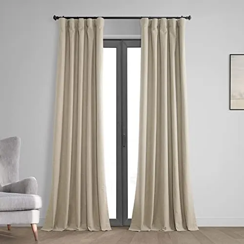 HPD Half Price Drapes Vintage Verdunkelungsvorhänge für Schlafzimmer und Wohnzimmer, 50 x 84 cm, Thermo-Kreuz-Leinengewebe, FLCW-CBO2203-84 (1 Panel) Hellbraun